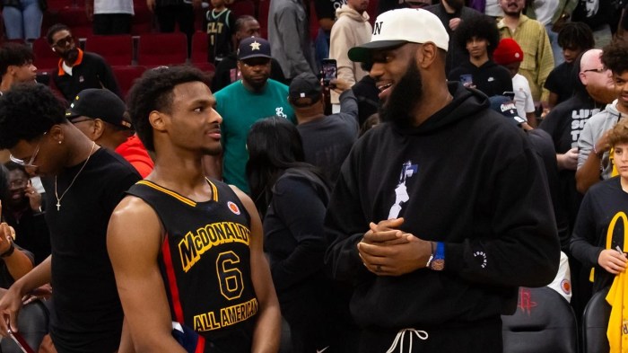 Lakers bronny james reacts to speculation of lebron james potentially leaving los angeles this offseason