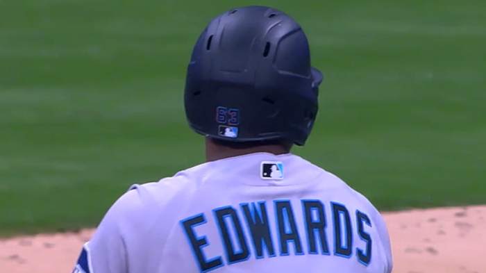 Xavier Edwards' RBI triple | 08/21/2024 | Miami Marlins Marlins xavier edwards crosses home plate twice