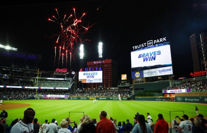 Braves win in grand fashion against the Angels Braves drake baldwin not in thursdays lineup