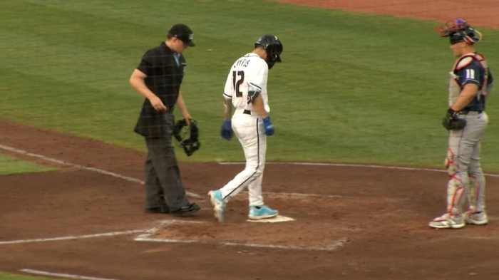 Top Prospects: C.J. Kayfus, 1B, Guardians | 01/10/2025 | MLB.com Guardians c j kayfus removed with knee contusion