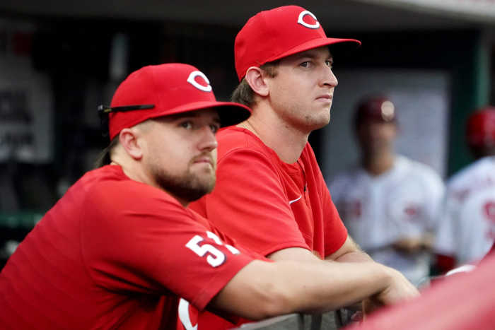 Cincinnati Reds' Graham Ashcraft throws during the first game of a ... Reds graham ashcraft throws wednesday