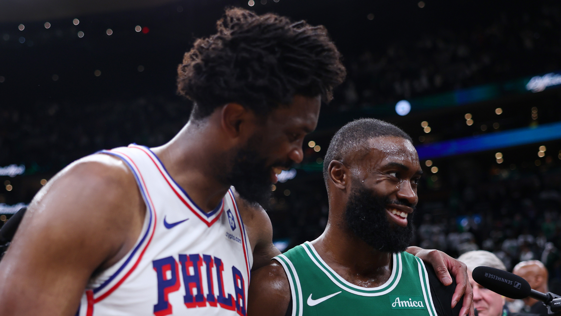 Boston Celtics’ Jaylen Brown Questions Officiating and Joel Embiid’s Tactics Following Game 7 Elimination.