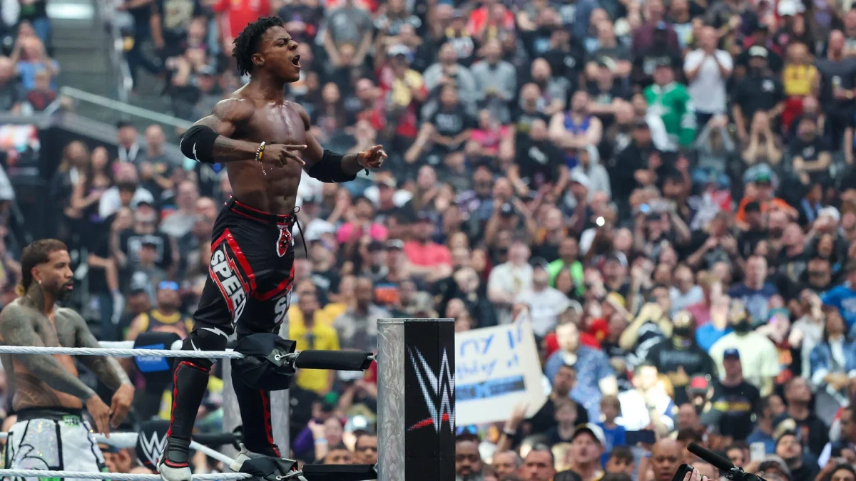 High-Stakes Six-Man Tag Ends in Chaos as IShowSpeed Sends Logan Paul Crashing Through Commentary Table at WrestleMania 42.