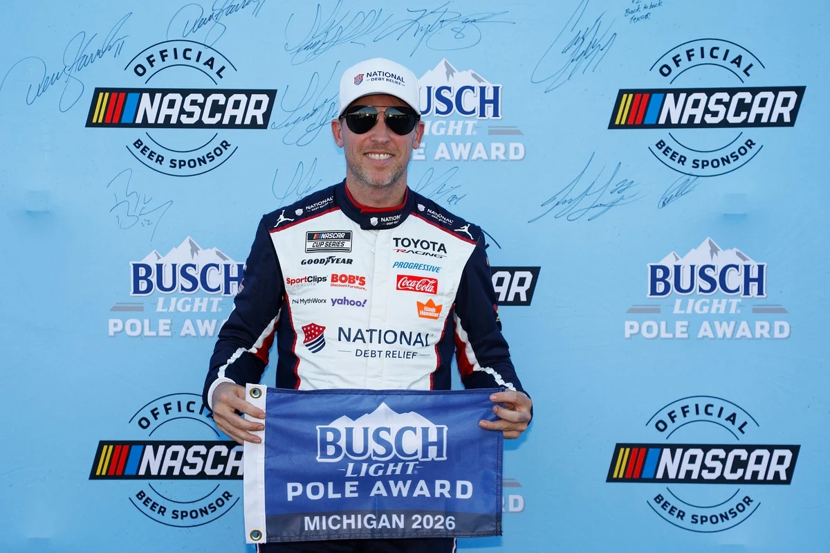 Denny Hamlin Claims Michigan Pole Amidst Qualifying Drama, Will Start From Rear