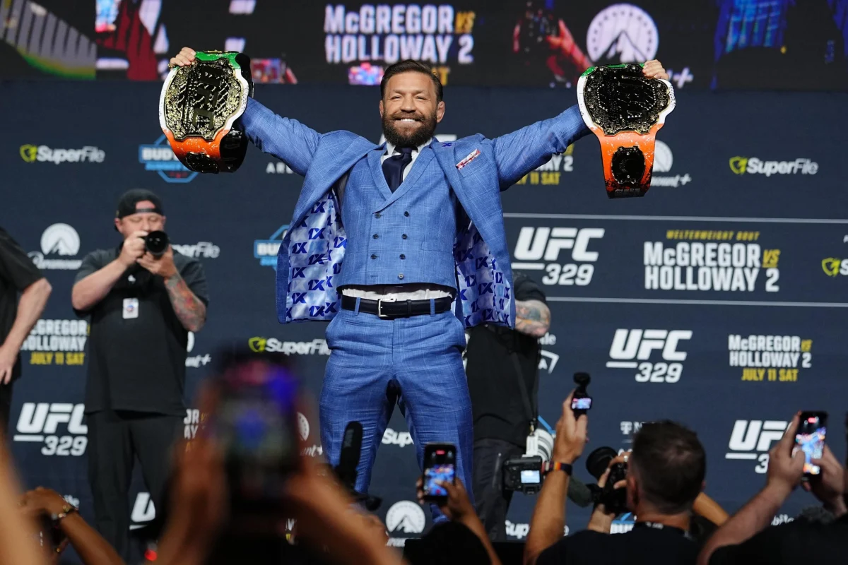 Conor McGregor Blends Octagon Intensity with Rock ‘n’ Roll Flair at Charged UFC 329 Press Conference
